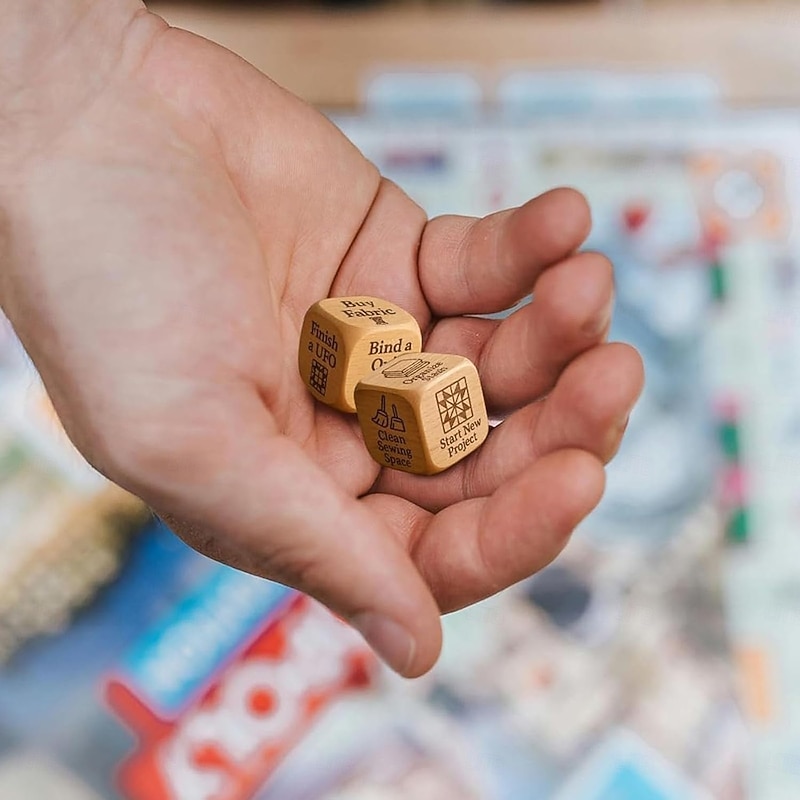 Quilter's Dice Handmade Wooden Quilting Decision Dice with 6 Engraved Sewing Tasks, Fun Gift for Quilting, Knitting, Baking, Drinking, Embroidery Tasks Creative Gift for Quilters & Craft Lovers4