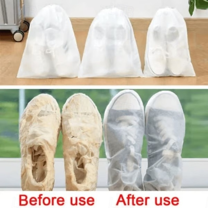 100pcs Reusable Drawstring Shoe Storage Bags Non Woven Dustproof Pouch Travel Shoe Organizer Anti Yellowing Moisture Proof Washable Shoe Cover Multipurpose Storage Bag For Home And Travel3