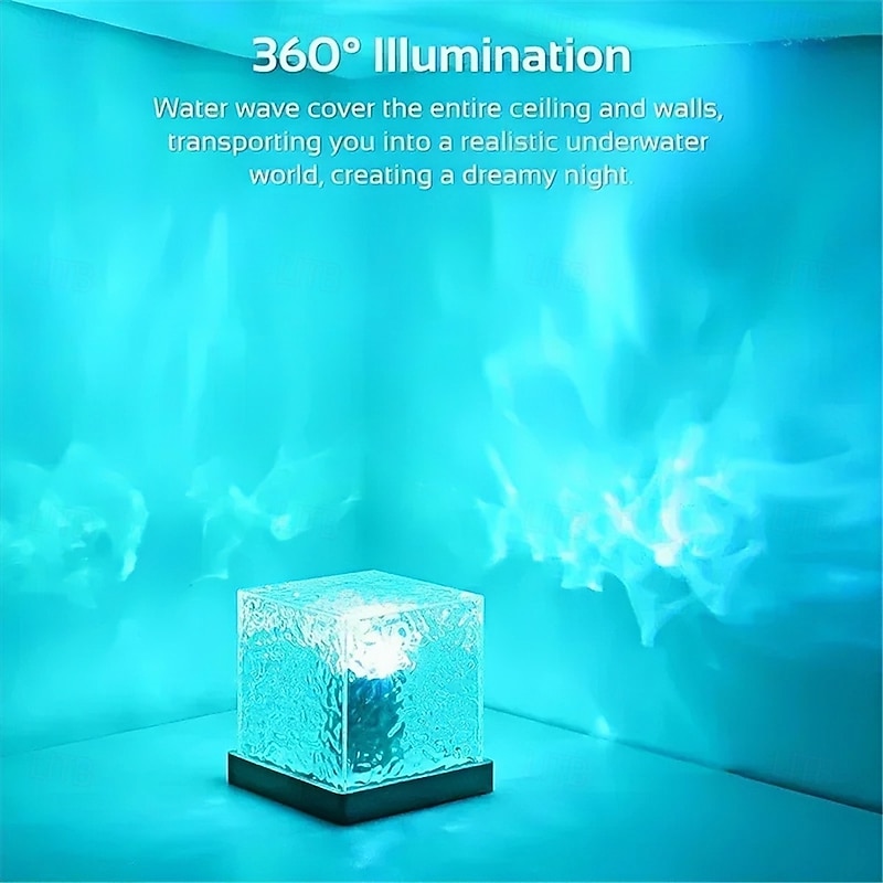 Ocean Wave Projector Light 16 Colors Midnight Aura Aurora Glow Lamp Home Office Bar Restaurant Underwater Projector Night Light USB  1PC4