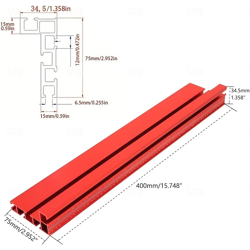 Table Saw Miter Gauge for Table Saws, Band Saws, and Router Tables (Red)2