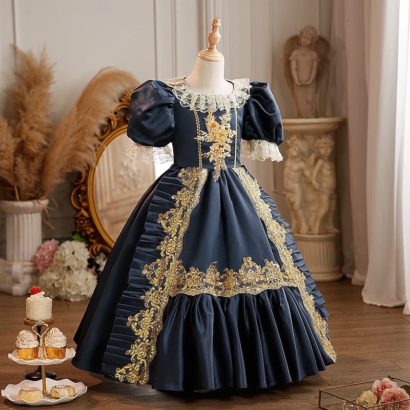 Rococo Princess Fancy Maxi Party Costume Accessories Bell Sleeve Princess Bow Retro Ball Gown Point Fancy Dress Girls' Royal Christmas Halloween Carnival Masquerade Wedding Party Festival Kid's3