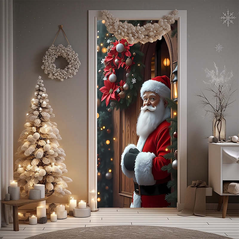 Christmas Posters Door Cover Outdoor Banners Santa Claus Cute 3D Party Dorm Teens Room College Dorm Guys Man Cave Frat Bedroom Shooting Backgrounds Home Decor2