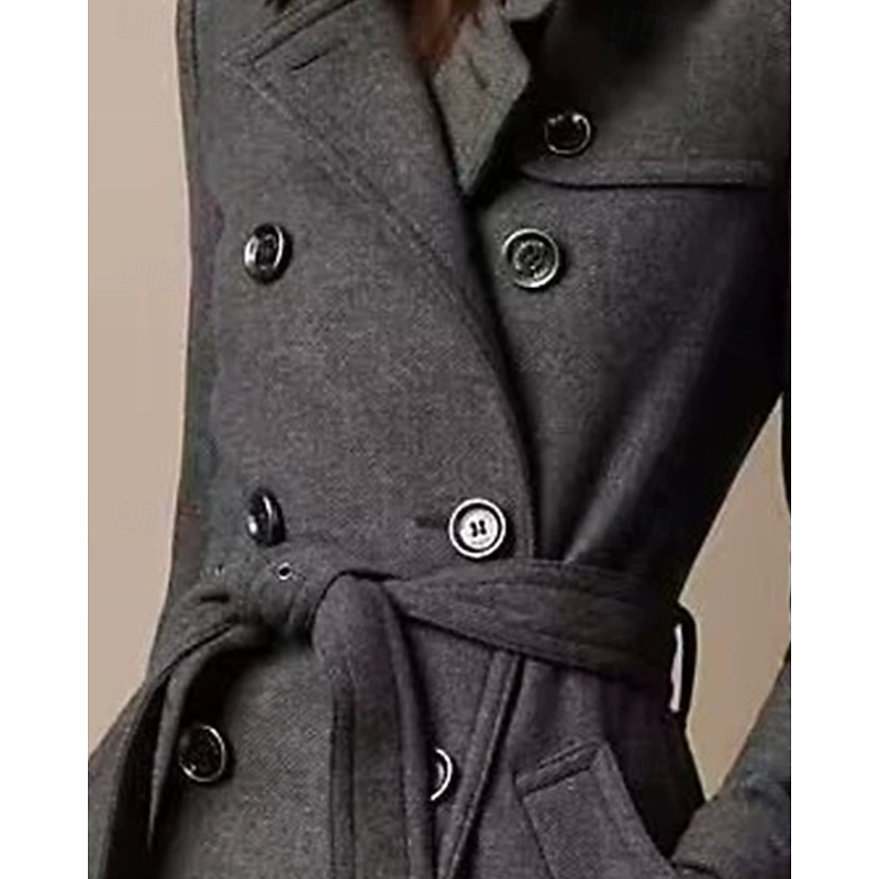 Women's Winter Coat Coat Warm Comfortable Pocket Buttons Casual Solid Color Vacation Street Casual Daily Wear Long Turndown Regular Fit Long Sleeve Outerwear Black Red Brown Fall Winter2