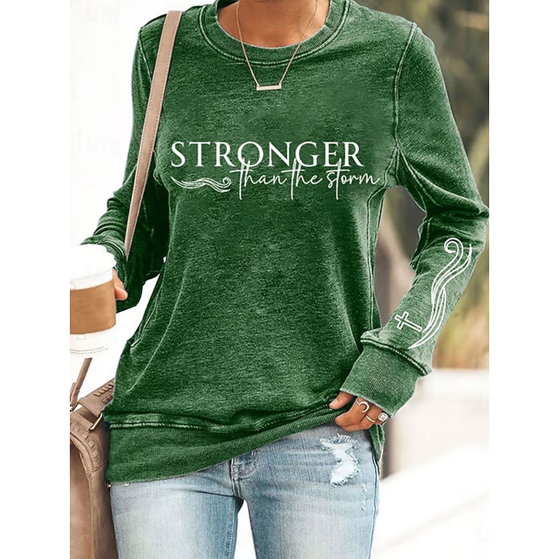 Women's Pullover Sweatshirt Graphic Letter Casual Long Sleeve Crew Neck Regular Tops Street Casual Holiday Print Black White Blue Green Spring Fall Winter4