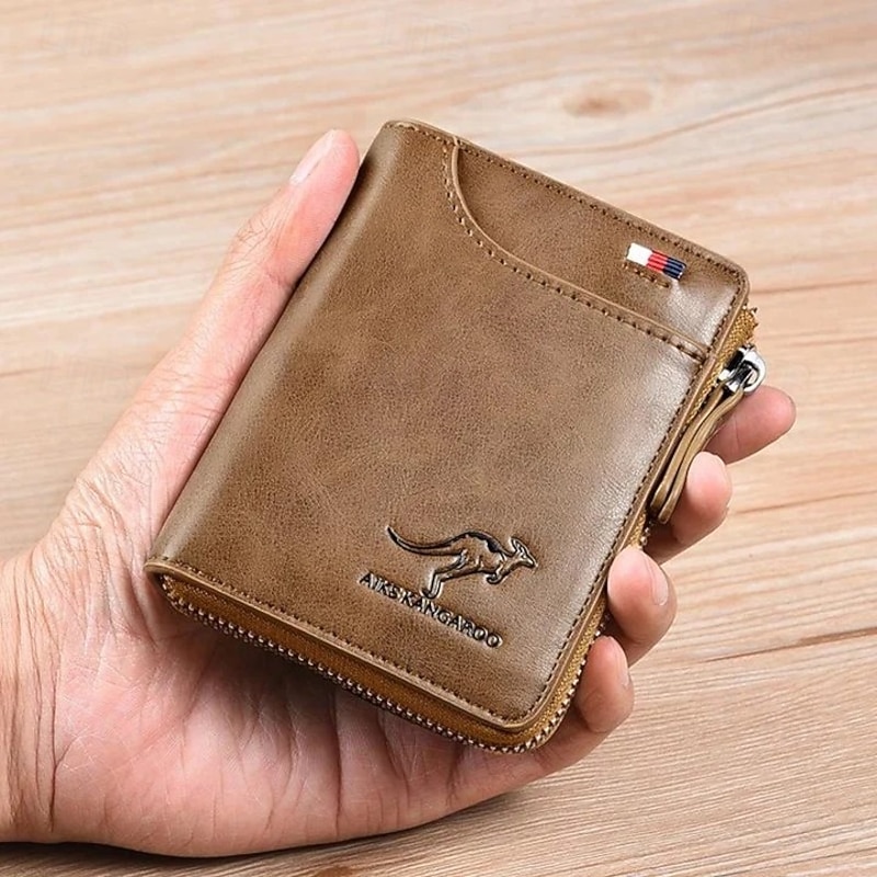 Men Wallet Zipper Genuine Leather Purse Anti Theft RFID Blocking Card Holder Magnetic Resistant Bifold Wallet Stylish Money Clip Credit Card Organizer For Men3
