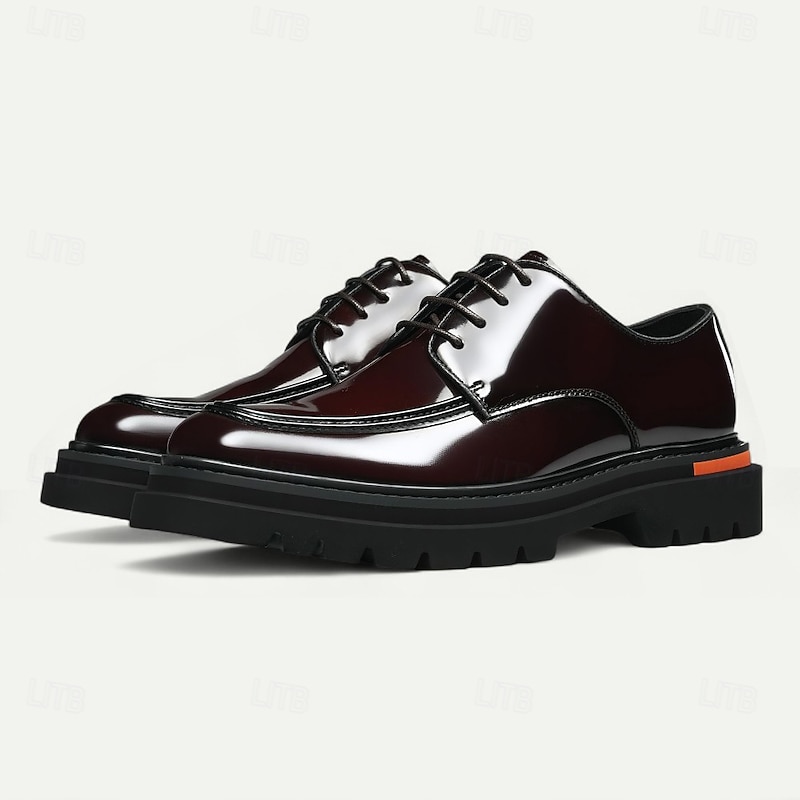 Men's Brown Genuine Leather Lace-Up Oxford Shoes – Classic Formal Dress Shoes for Business, Office and Evening Events2