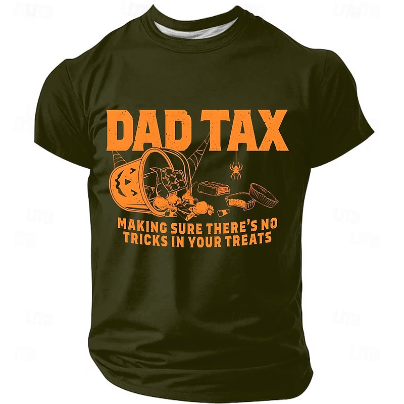 Halloween Men's Optical Illusion 3D Papa Dad T Shirt Short Sleeve T shirt 3D Print Crew Neck Shirt Exaggerated Designer Horror Party Street Holiday Black Green Dark Blue Summer Spring All Seasons
