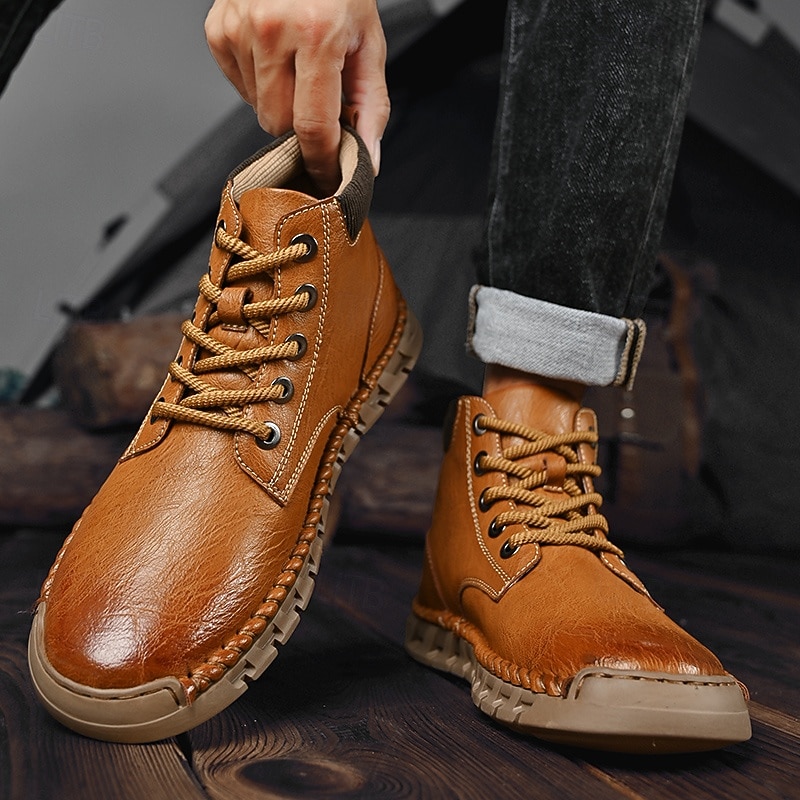 Men's Casual Ankle Boots with Lace-Up Design and Non-Slip Sole, Retro Outdoor Work Style Shoes for Daily Wear and Weekend Activities3