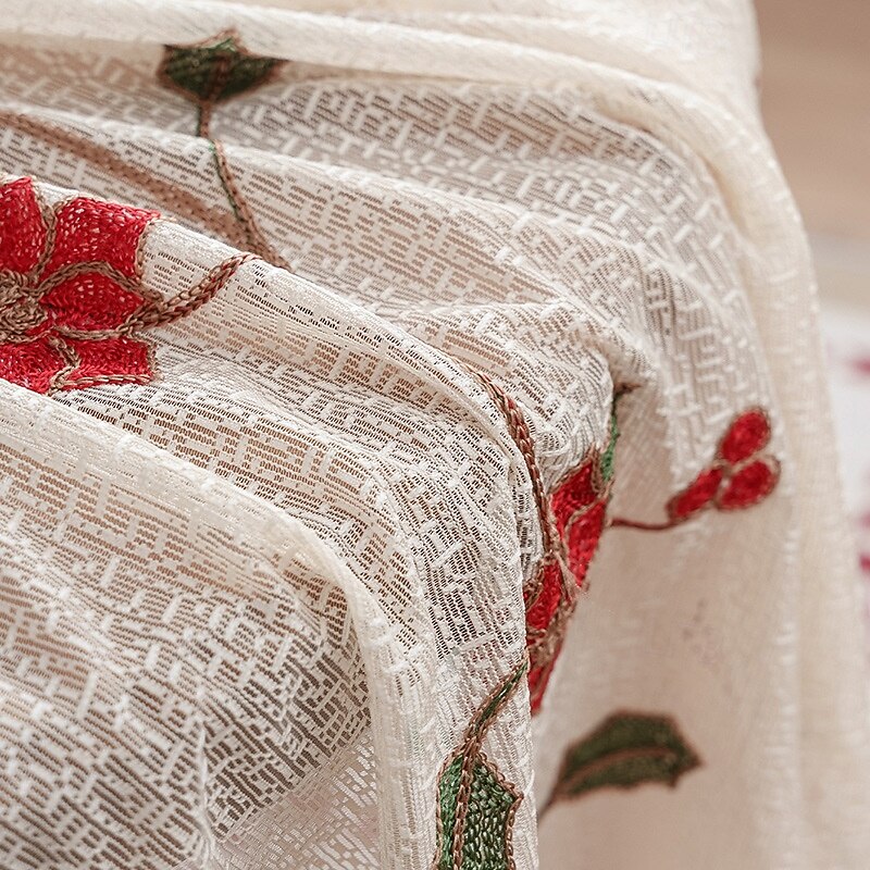 American Style Christmas Tablecloth, Red Embroidered Holiday Table Cover, Home & Commercial Use, Festive Dust-Proof Dining Table Decoration, Seasonal Backdrop Cloth4