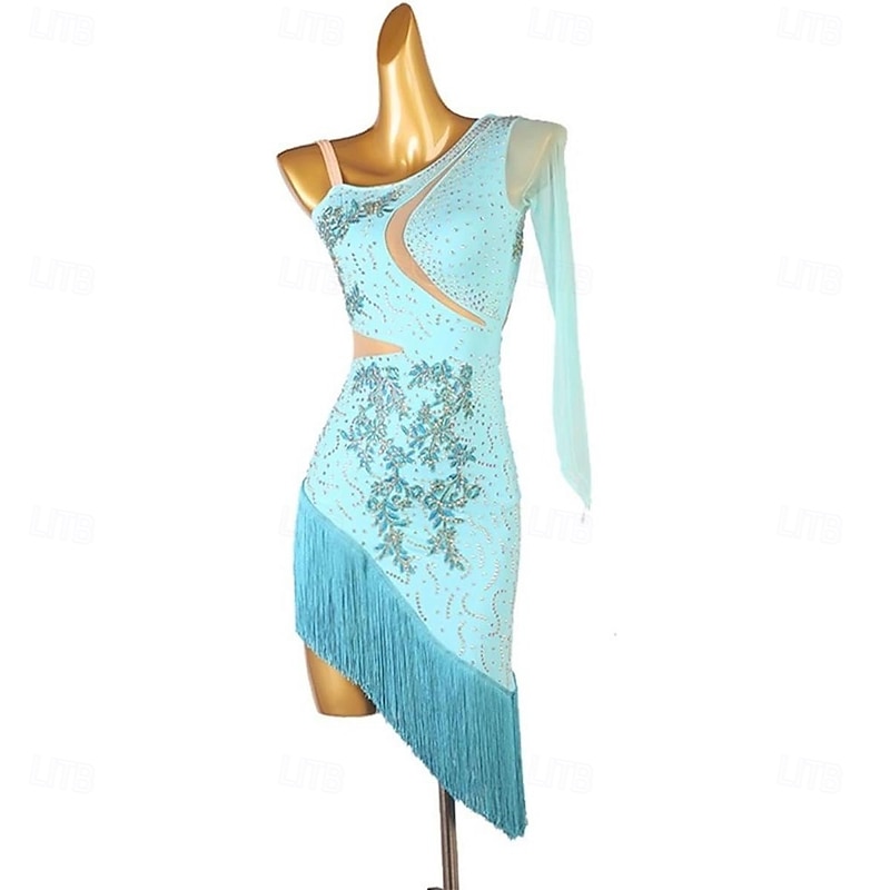 Latin Ballroom Dance Dresses for Women Tassel Salsa Rumba Cha Cha Party Competition Dress
