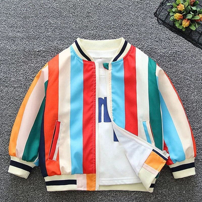 Kids Unisex Baseball Jackets Outerwear Color Block Long Sleeve Zipper Pocket Comfort Soft Coat Outdoor Fashion Daily Pink and Blue Spring Fall 4 years+