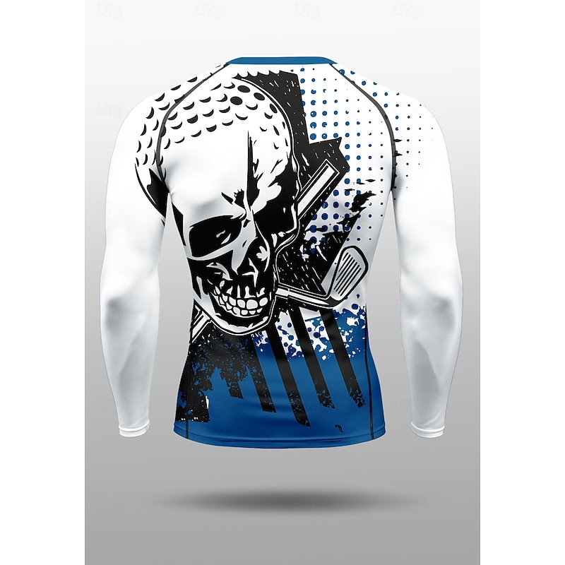 Men's Compression Shirt Running Shirt 3D Print Long Sleeve Base Layer Skull Quick Dry Compression Power Flex Moisture Wicking Gym Workout Active Training Exercise Sportswear Activewear Blue2