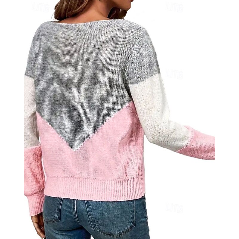 Women's Sweater Pullover Streetwear Casual Color Block Crew Neck Patchwork Hollow Out Knitted Long Sleeve Regular Tops Knit Daily Holiday Going out Black Yellow Fall Winter4