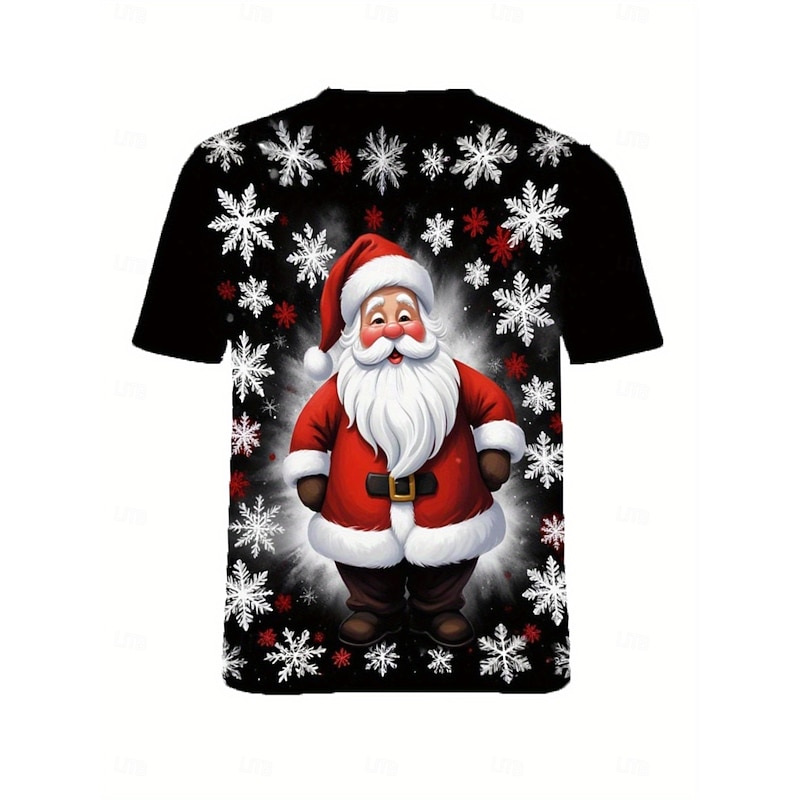 Christmas Women's T Shirt Graphic Santa Claus Vintage Stylish Classic Short Sleeve Crew Neck Regular Tops Daily Print Black Summer Spring Winter3