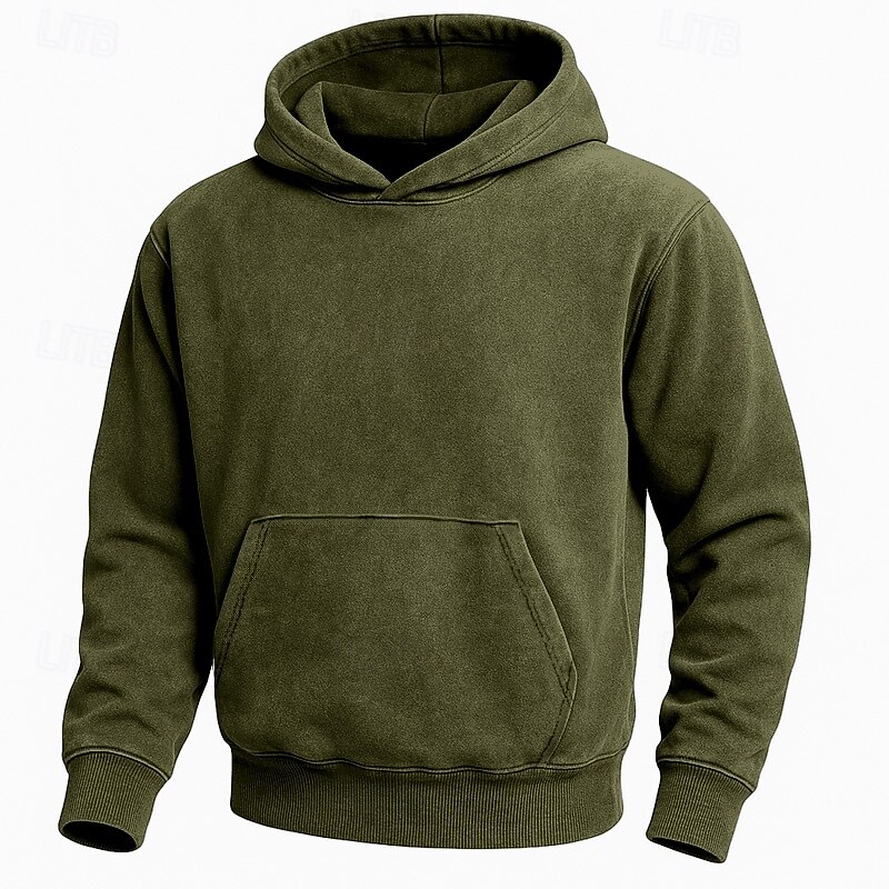 Men's Hoodie Pullover Hoodie Sweatshirt Black Yellow Pink Army Green Burgundy Hooded Plain Pocket Sports & Outdoor Casual Daily Streetwear Cool Sportswear Spring &  Fall Clothing Apparel Hoodies3