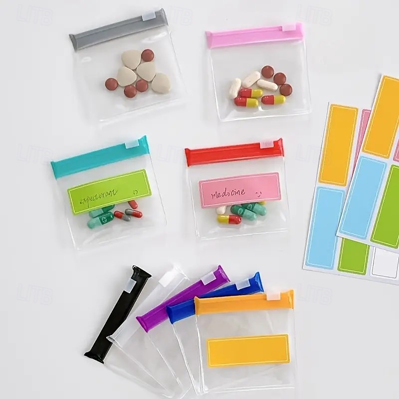 24 Piece Mini Zipper Pouch and Sticker Bag Set Practical Storage Bags for Jewelry Pills Bait Travel Accessories and Small Item Organization3