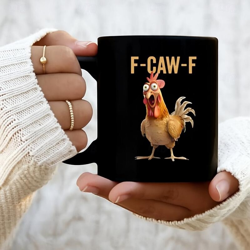 F-Caw-F Funny Chicken Mug Humorous Rooster Coffee Cup Gag Christmas Gift for Friends & Family Ceramic Tea Mug Office Kitchen Birthday Christmas or Funny Gift Idea3