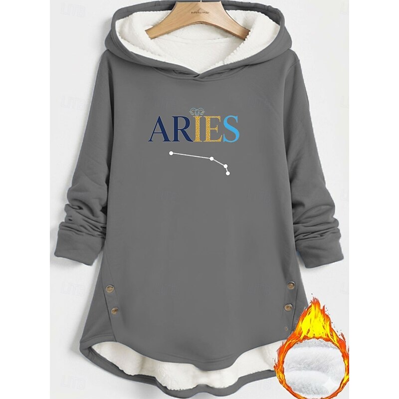 Women's Pullover Hoodie Sweatshirt Letter Warm Casual Long Sleeve Hooded Long Tops Street Dailywear Holiday Buttons Print Black Dark Pink Blue Gray Fall Winter4