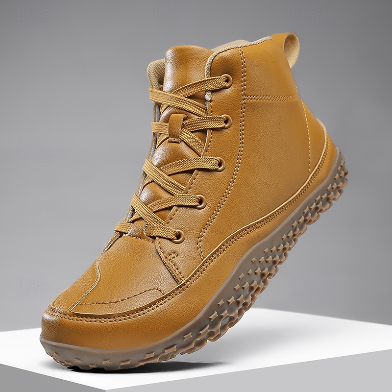 Men's White Outdoor Hiking Boots – Lightweight High Top Trail Shoes with Non-Slip Sole for Camping, Trekking and Casual Wear