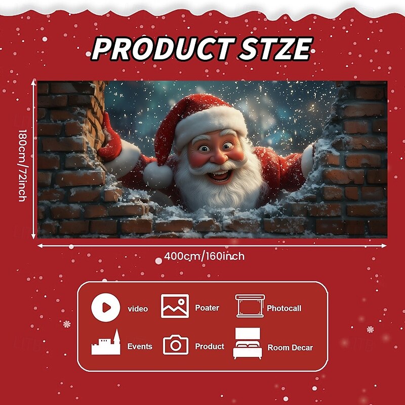 Christmas Garage Door Cover Winter Holiday Decoration Drapes with Santa Claus Standing by Wall Print for Home Entryway Living Room Bedroom Indoor Outdoor Festive Seasonal Home Decor4