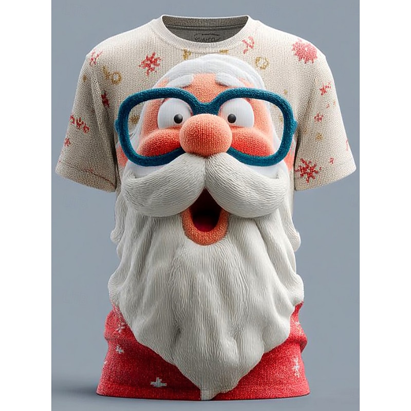 Christmas Women's T Shirt Graphic Santa Claus Vintage Stylish Classic Short Sleeve Crew Neck Round Neck Regular Tops Daily Print Red Blue Green off-white Beige Fall Winter2