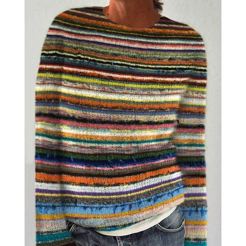 Women's Fair Isle Sweater Pullover Sweatshirt Sweatshirts Floral Streetwear Casual Long Sleeve Round Neck Regular Tops Street Holiday Print Black Yellow Blue Purple Light Grey Fall Winter3