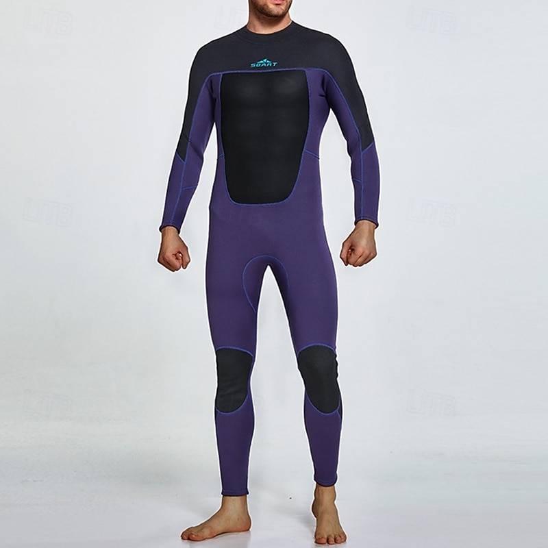 Men's Full Body Swimwear Dive Skin Suit UPF50+ Long Sleeve Swimwear Back Zip Swimming Diving Surfing Snorkeling Patchwork Summer Spring Autumn