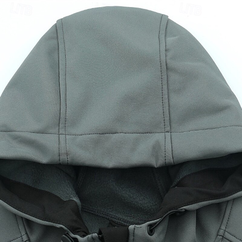 Men's Hiking Jacket Fleece Jacket Puffer Jacket Thermal Set Winter Outdoor Thermal Warm Waterproof Windproof Top Black Green Grey4