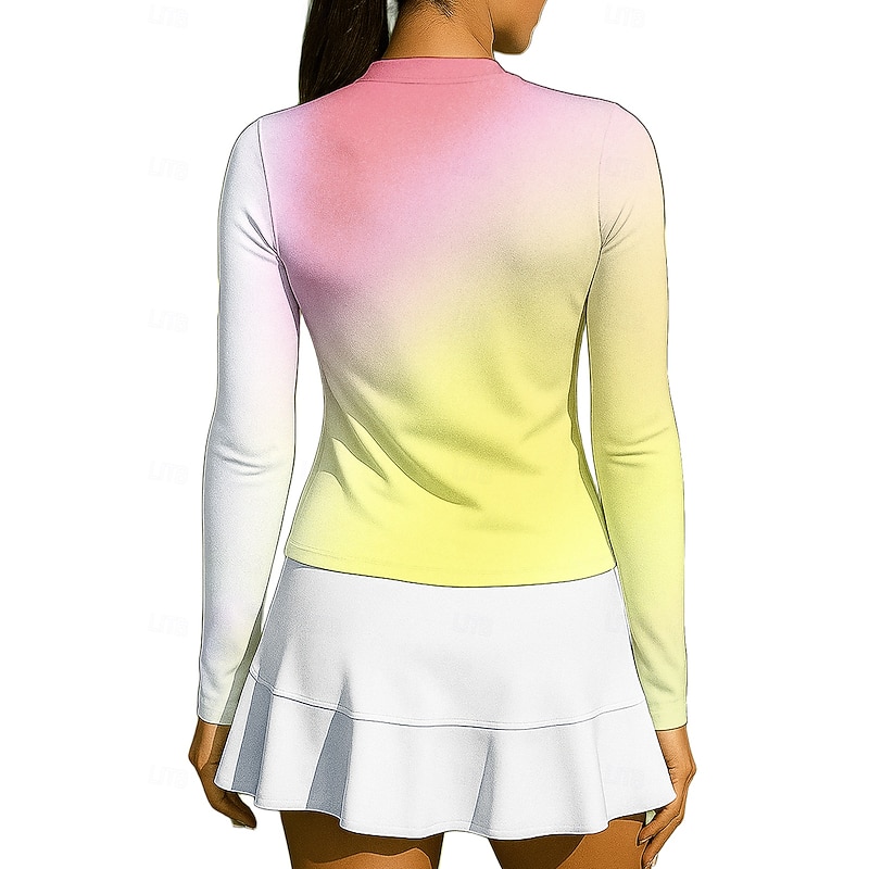 Women's Unisex Gradient Tops Sport Shirt Tennis Shirt Tennis Top Long Sleeve Zipper Floral UPF50+ UV Resistant High Elasticity Moisture Wicking Breathable Volleyball Tennis Golf Crew Neck Stand Collar2