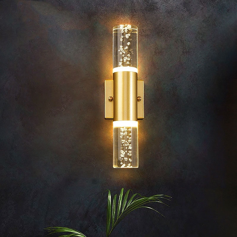 1/2 /3 Lights Modern LED Bubble Vanity Bathroom Wall Sconce Cylinder Acrylic Indoor Up Down Wall Mounted Light Bar Gold Long Linear Bedside Wall Lamp for Living Room3