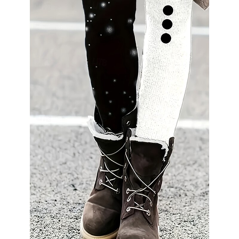 Women's Slacks Leggings Cozy Leggings Vacation Vintage Streetwear Full Length NaturalPantsChristmas Graphic Snowman Christmas Elastic Waist Novelty Print Comfy Outdoor Comfortable Stretchy Outdoor3