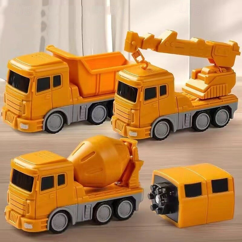 Mangetic Transform Engineering Car Assembled Toys Transforming Robot Car Toy Kids' Play Construction Vehicles Outdoor Toddlers Activities Toys Magnetic Blocks for Kids Age 3-84