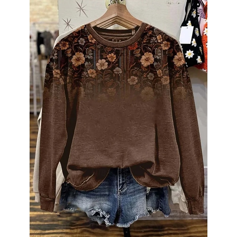 Women's Sweatshirts Graphic Animal Vintage Casual Long Sleeve Crew Neck Regular Tops Street Dailywear Casual Print Black Pink Brown Spring Fall Winter3