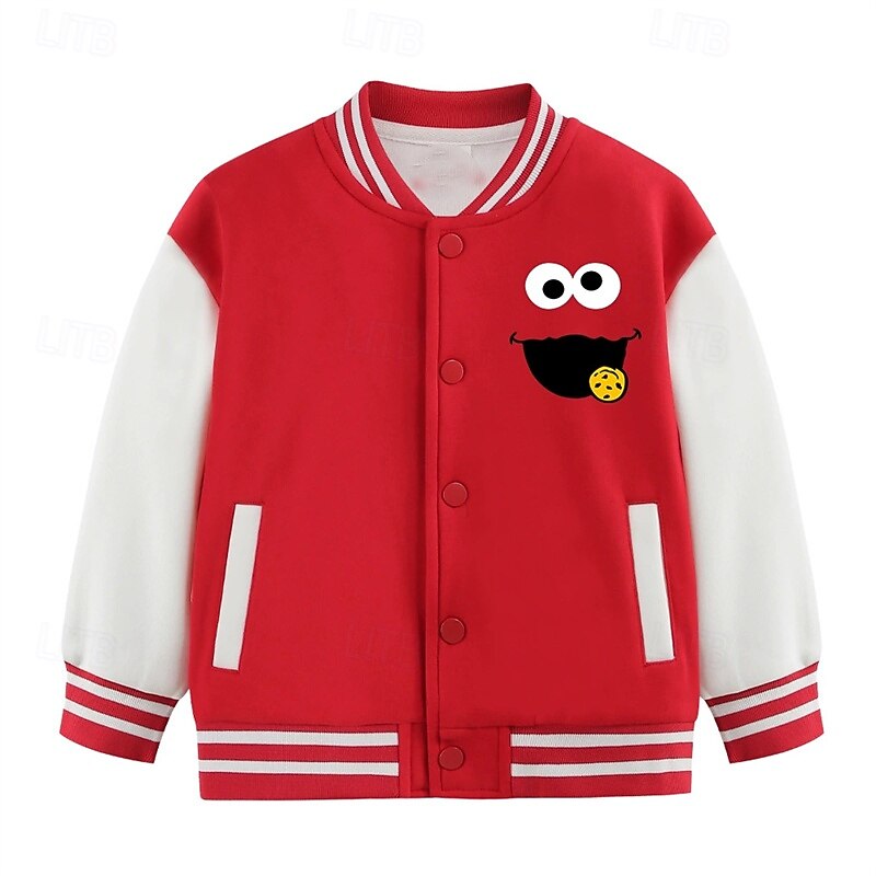 Kids Girls' Baseball Jacket Color Block Sports Comfort Buttons Soft School Cotton Coat Outerwear 4 years+ Fall Black White Pink4