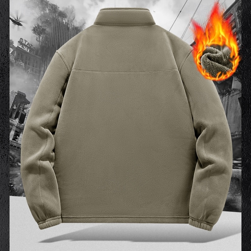 Men's Outdoor Jacket Fleece Jacket Sports & Outdoor Casual Pocket Fall Winter Solid Color Active Neutral Shirt Collar Regular Dark Gray Black Navy Blue Green Khaki Jacket3