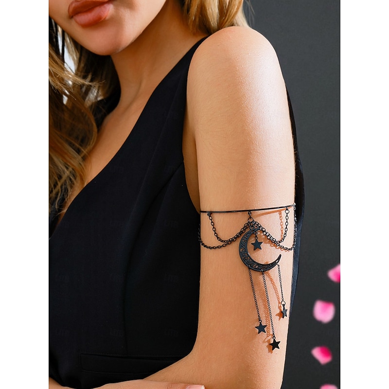 Women's Gothic Black Cross Arm Chain Bracelet - Vintage Punk Jewelry for Halloween Party and Cosplay Costume4