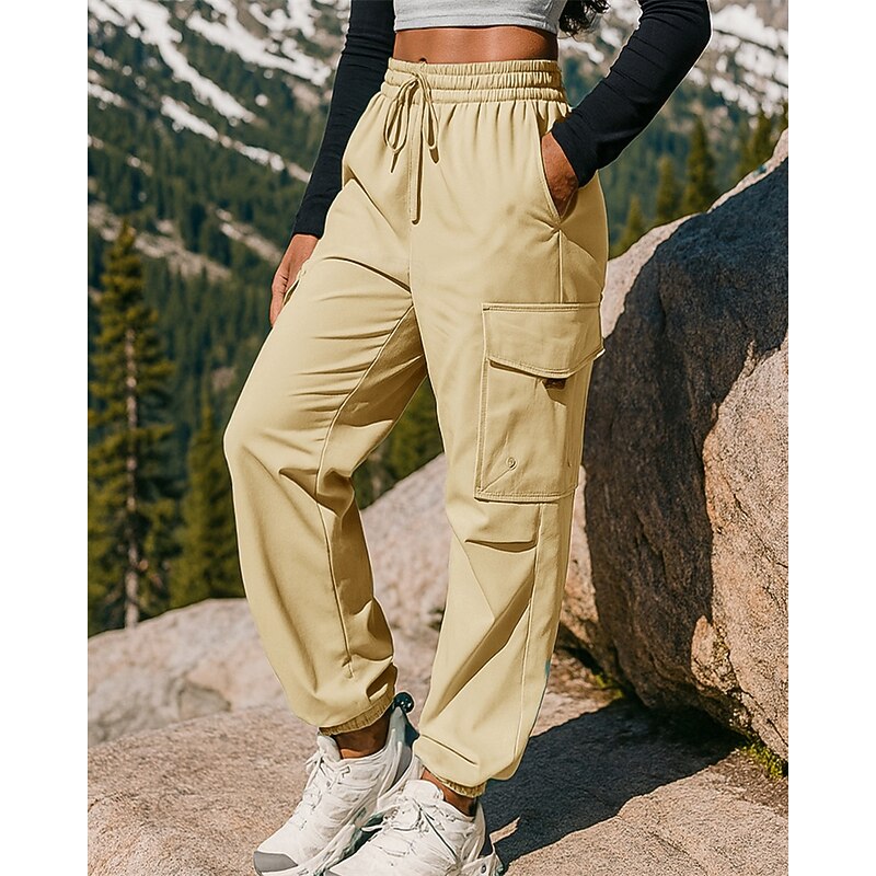 Women's Hiking Pants Trousers Hiking Raincoat Hiking Trousers Fleece Pants Outdoor Regular Fit Waterproof Windproof Warm Pants / Trousers Elastic Waist Black Army Green Camping / Hiking Hunting4