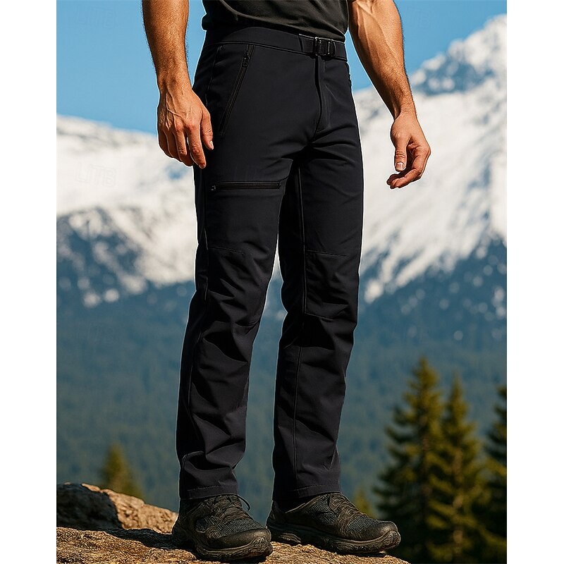 Men's Hiking Pants Trousers Hiking Trousers Fleece Pants Waterproof pants Winter Outdoor Regular Fit Waterproof Windproof Warm Pants / Trousers Pocket Black Grey Camping / Hiking Hunting Climbing S M4