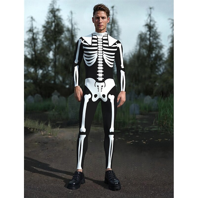 Skull Skeleton Halloween Bodysuits Halloween Group Couples Costumes Full Body Catsuit Sexy Costume Halloween Kid's Adults' Men's Women's Boys' Halloween Carnival Performance Party Easy Halloween3
