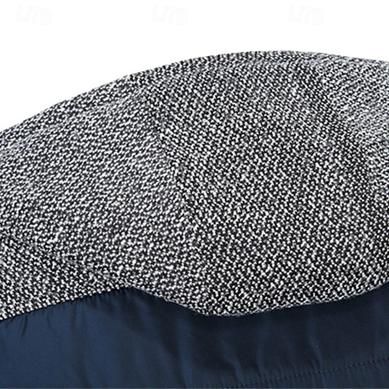 Men's Winter Jacket Fleece Jacket Casual Jacket Vacation Daily Thermal Warm Pocket Fleece Fall Winter Color Block Fashion Streetwear Hooded Regular Black Blue Jacket4