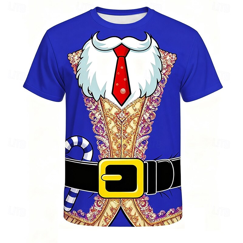 Christmas Men's Santa Claus Costume T Shirt Short Sleeve T shirt 3D Print Crew Neck Shirt Daily Designer Artistic Vacation Party Street Red Blue Green All Seasons Clothing Apparel S M L XL XXL XXXL2