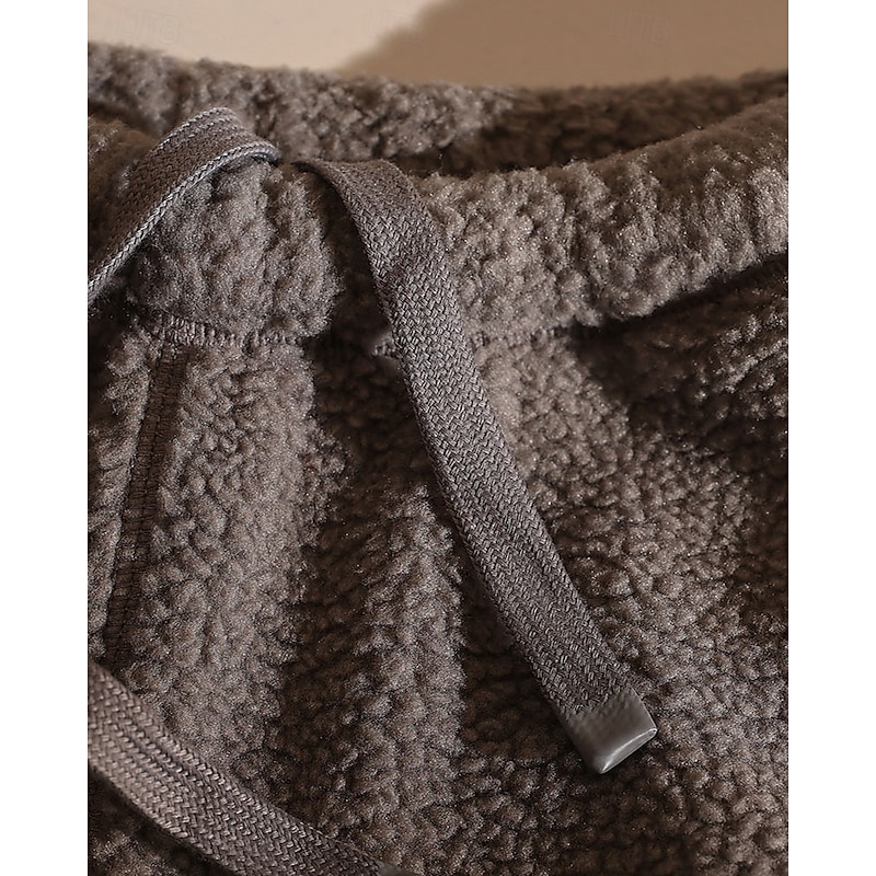 Women's Culottes Wide Leg Fleece Pants Chinos Vacation Streetwear Basic Full Length Medium Waist Plain Drawstring Pocket Elastic Waist Thermal Warm Comfortable Micro-elastic Outdoor Vacation Street3