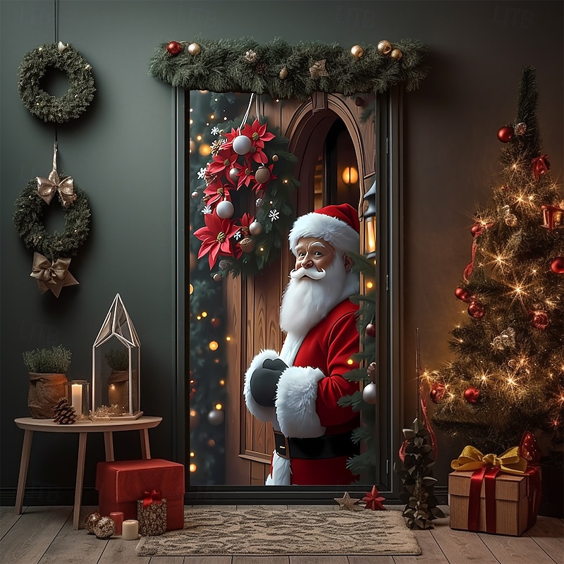 Christmas Posters Door Cover Outdoor Banners Santa Claus Cute 3D Party Dorm Teens Room College Dorm Guys Man Cave Frat Bedroom Shooting Backgrounds Home Decor3