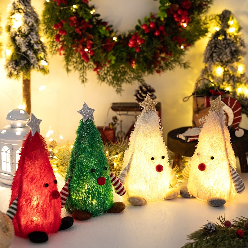 Christmas LED illuminated 3D Christmas tree figurine for indoor bedroom, study, living room, dining room, desktop decoration light, ornament light, toy AG10 * 3 battery 9.06Inch3
