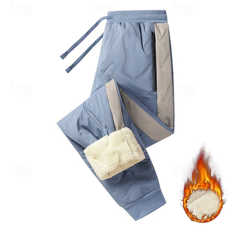 Men's Sherpa Sweatpants Fleece Pants Joggers Trousers Drawstring Pocket Elastic Waist Color Block Comfort Warm Sports Outdoor Daily Fashion Casual Black Blue Micro-elastic4