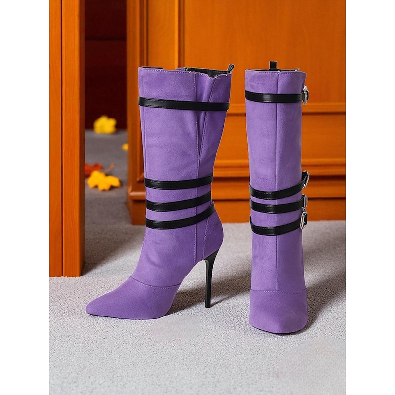 Women's Pink Stiletto Heel Ankle Boots with Buckle Straps - Sexy Fashion Boots for Nightlife, Clubbing and Party Outfits4