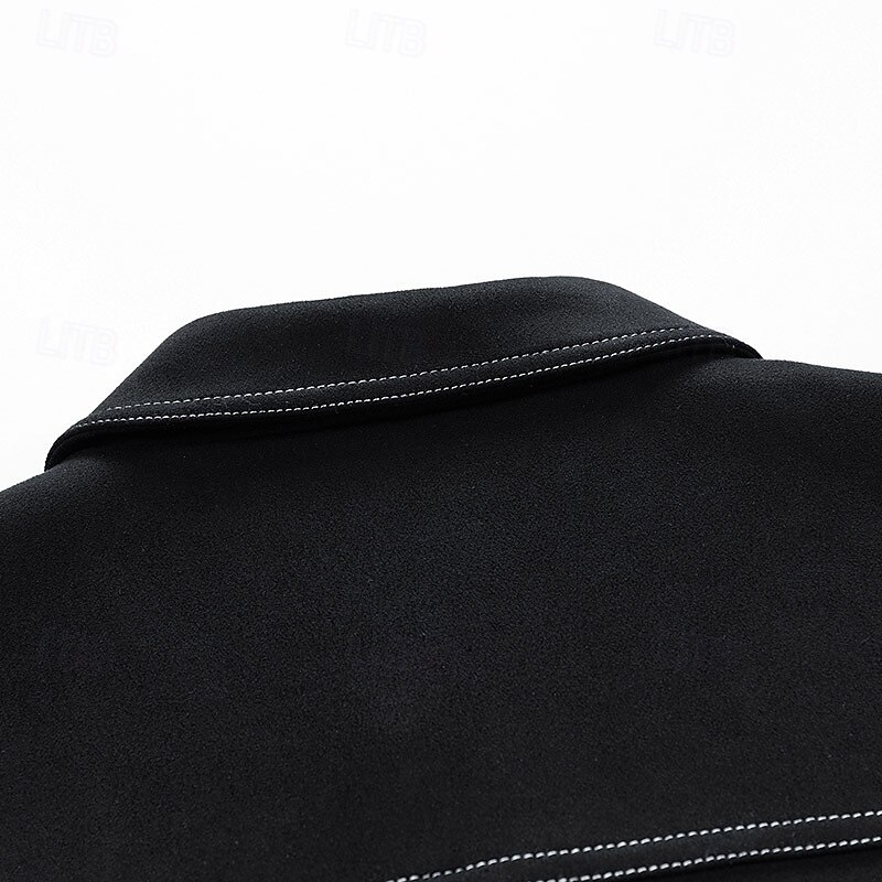 Men's Faux Suede Jacket Vacation Daily Breathable Pocket Spring Fall Plain Fashion Classic Lapel Regular Black Brown Army Green Jacket4