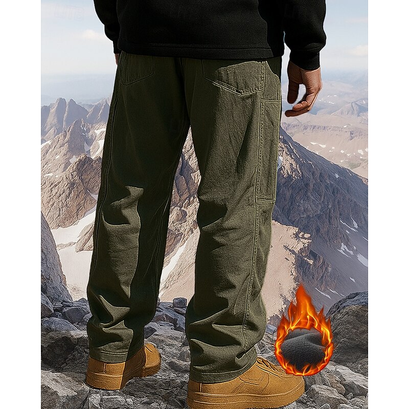 Men's Cargo Pants Hiking Pants Trousers tracksuit bottoms Fleece Pants Winter Outdoor Regular Fit Waterproof Windproof Warm Pants / Trousers Pocket Black Army Green Camping / Hiking Hunting Camping2