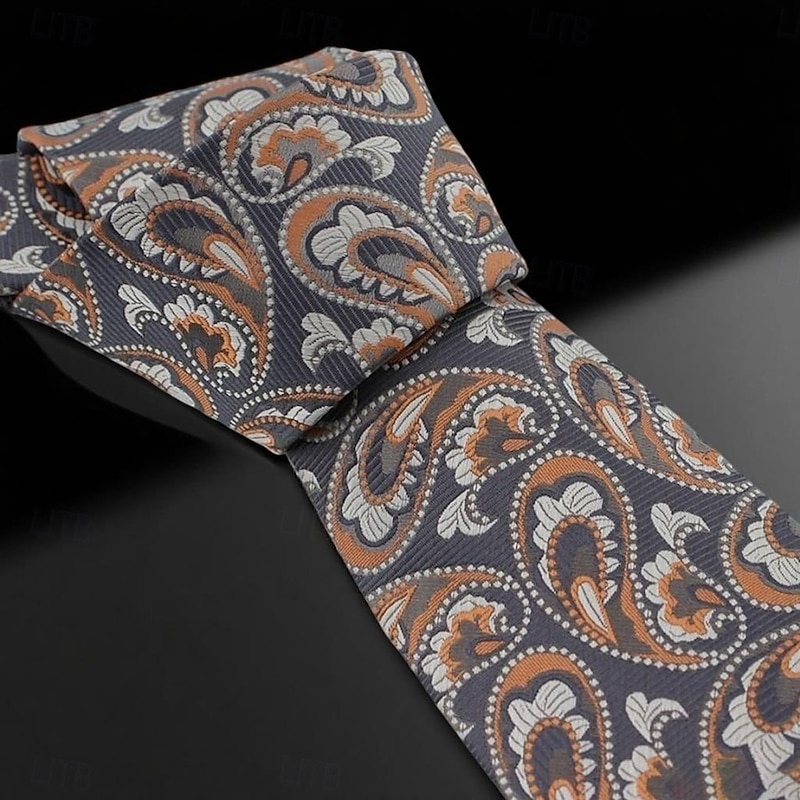 Men's Ties Classic Boho Paisley Damask Formal Evening Date Party & Evening3