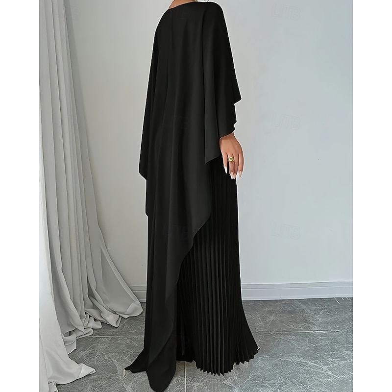 Women's Long Dress Maxi Dress Party Dress Cocktail Dress Ruched Dress Elegant Modern Party Special Occasion Evening Party Regular Fit Plain Long Sleeve Crew Neck Black Red Beige Fall Winter3